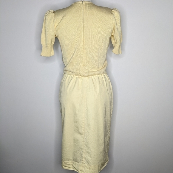Vintage Ciao yellow knit top pencil skirt short sleeve cotton dress 8 - Picture 6 of 10